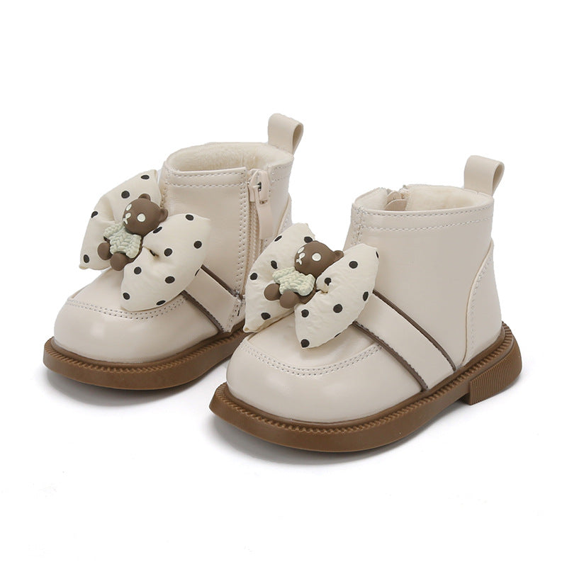 Girls' Solid Color Round Toe Small Leather Shoes For Toddlers
