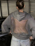 Womens Backless Mesh Hoodie