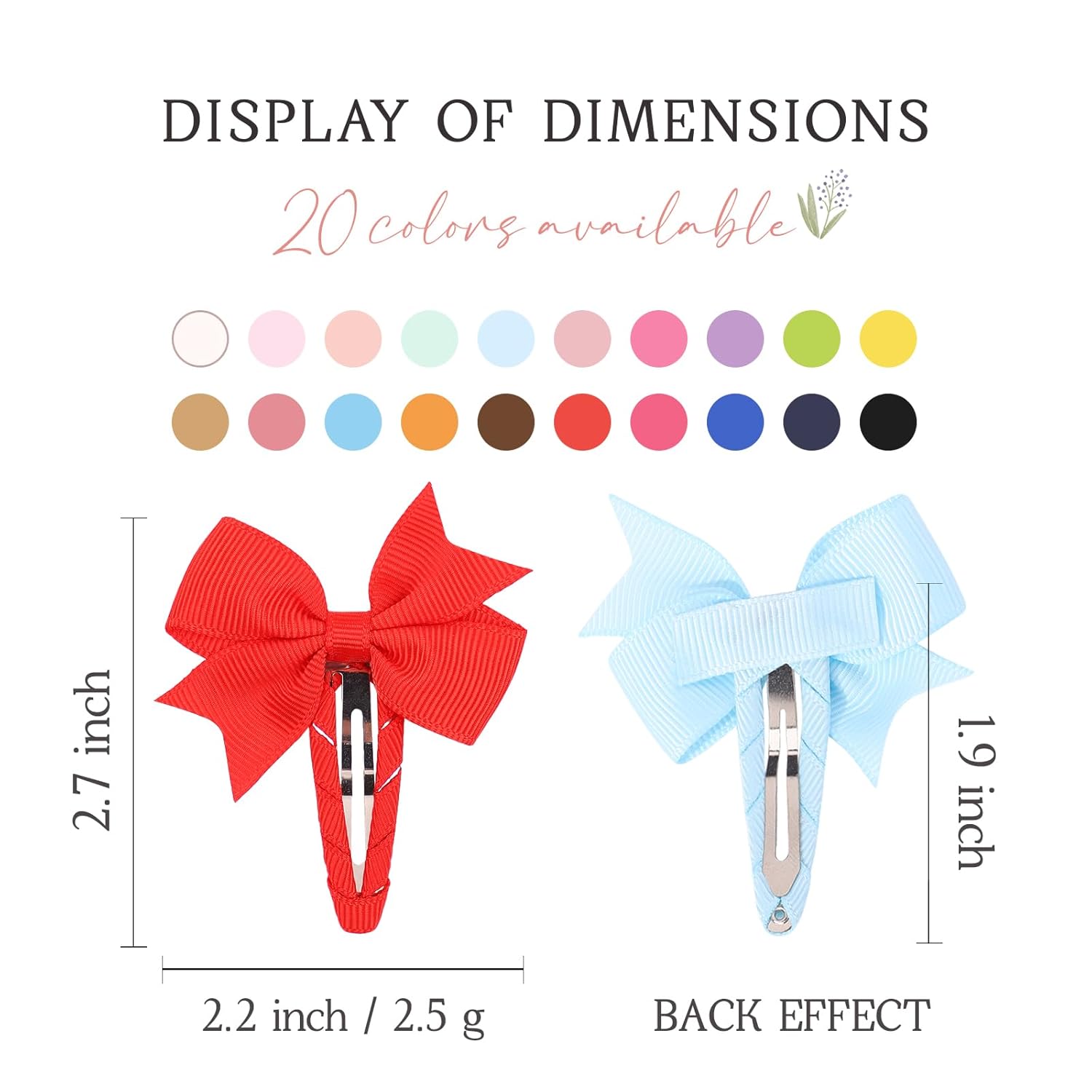 40PCS Snap Baby Hair Bows Clips For Girls Grosgrain Ribbon Fully Wapped 2 Inch Infant Hair Barrettes Accessories For Baby Girls Newborns Toddler