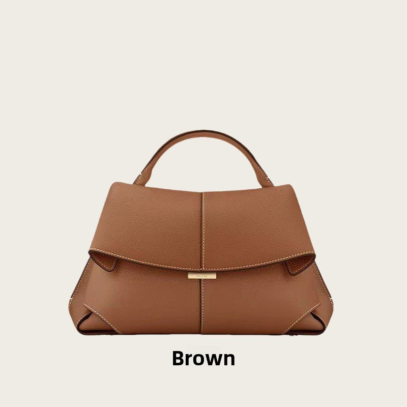 Polene Smile Pleated Genuine Leather Crossbody Bag