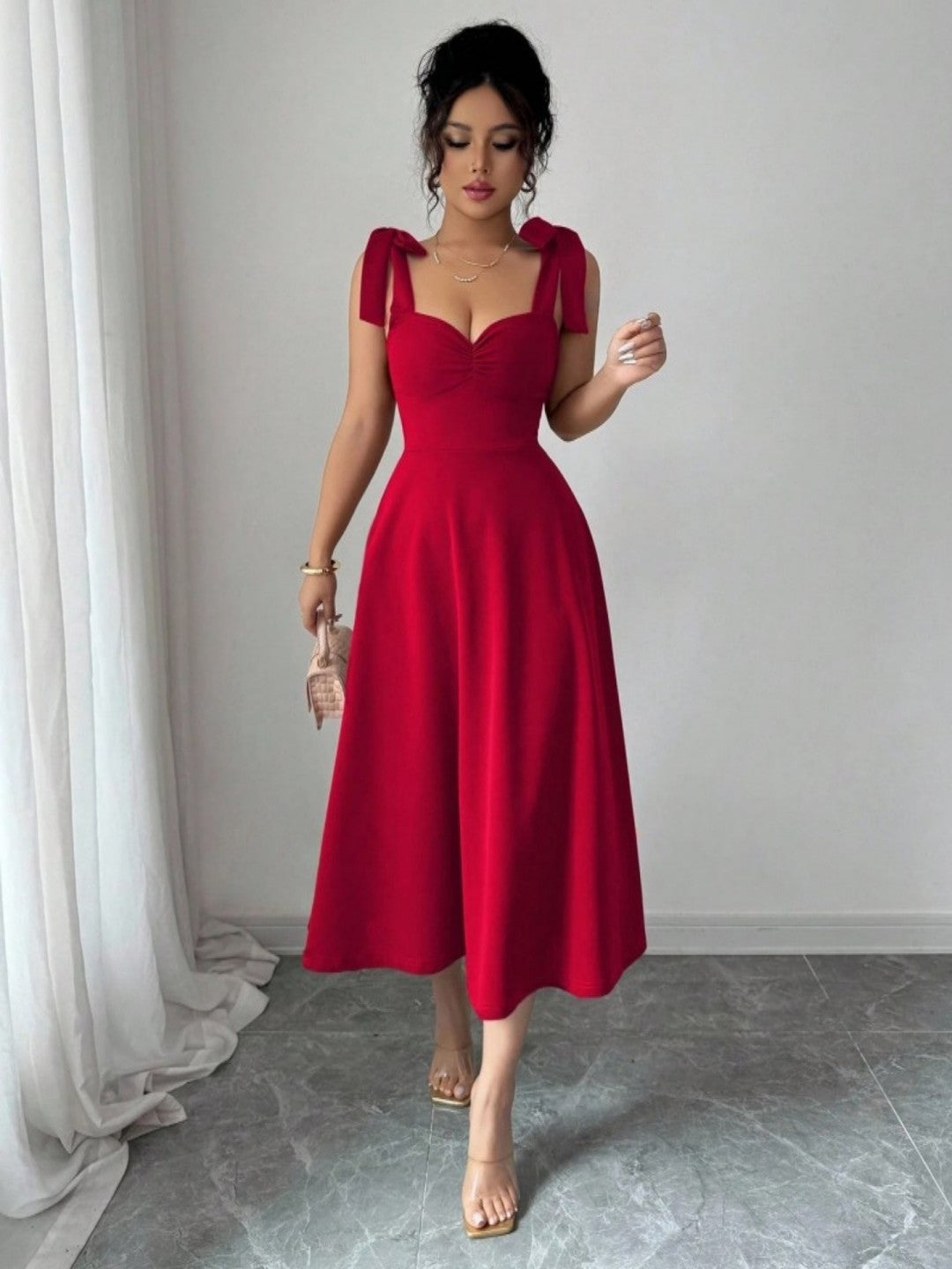 Lace-up Waist-cinching Maxi Dress