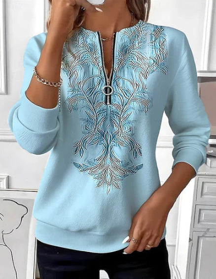 Womens Long-Sleeve Christmas-Print Sweatshirt