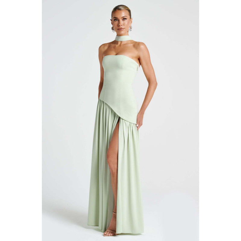 Women's Tube Top Slit Long Dress