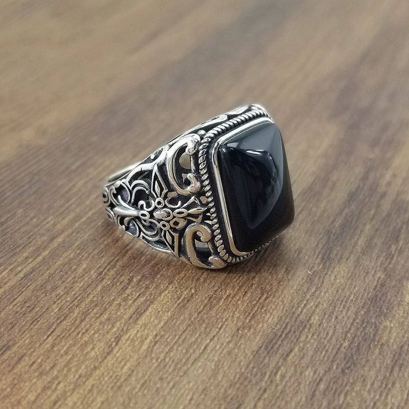 Vintage Geometric Adjustable Mens Ring