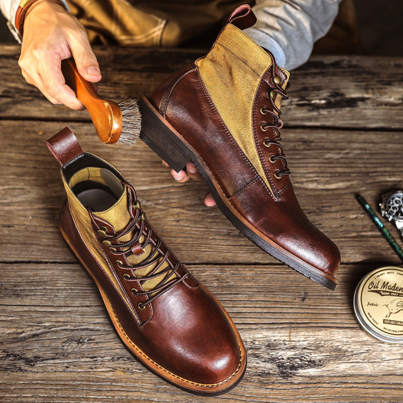 Retro Leather Ankle Boots for Men
