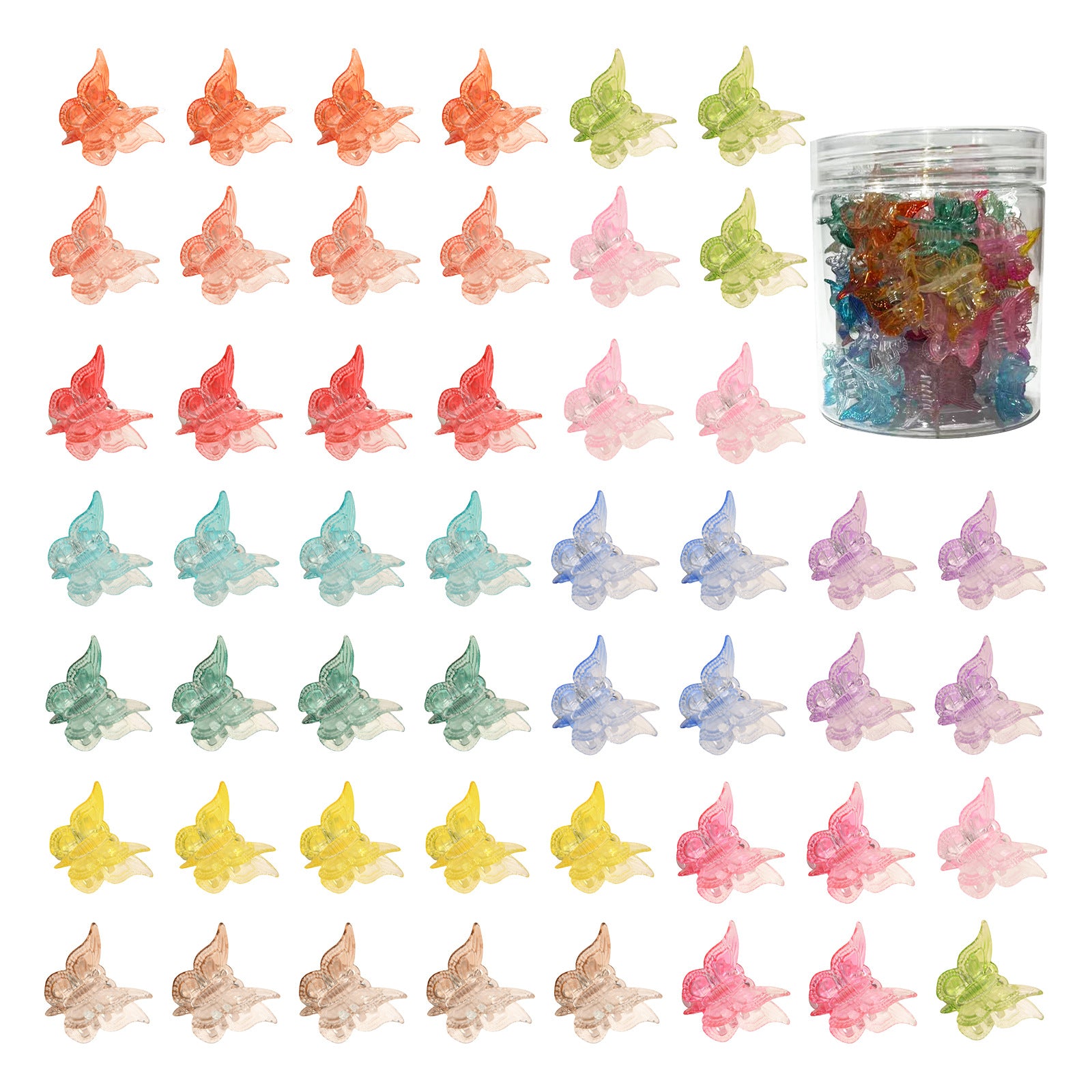 Glitter Mini Butterfly Hair Claw Clips, Sparkly Colorful Hair Accessories For Girls And Women - 90s Y2K Cute, Small, Tiny Clip In 14 Assorted Colors, Set Of 50 Glitter