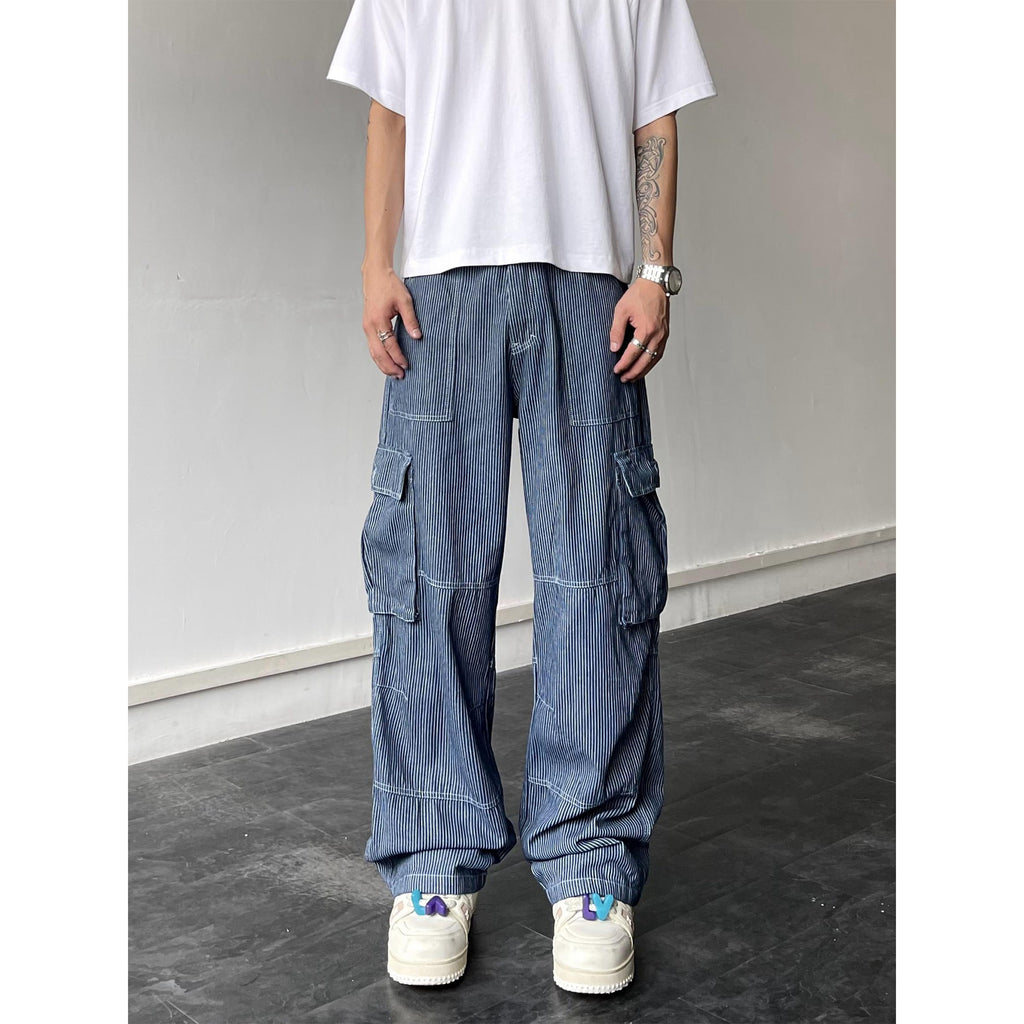 Straight Leg Denim Jeans with Multi-Pockets
