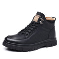 Mens Velvet Leather Boots High Top Warm Winter Shoes