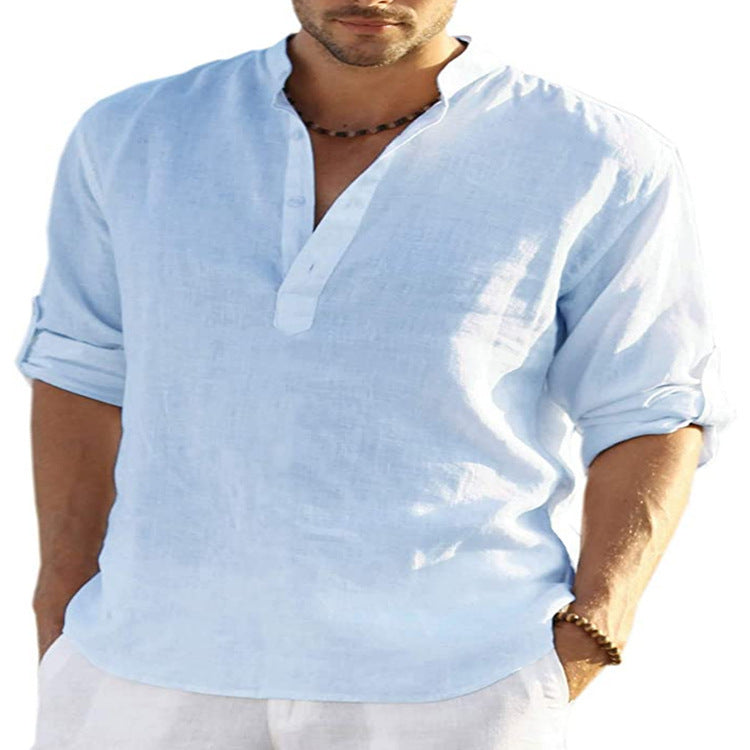 Mens Casual Cotton Linen Shirt