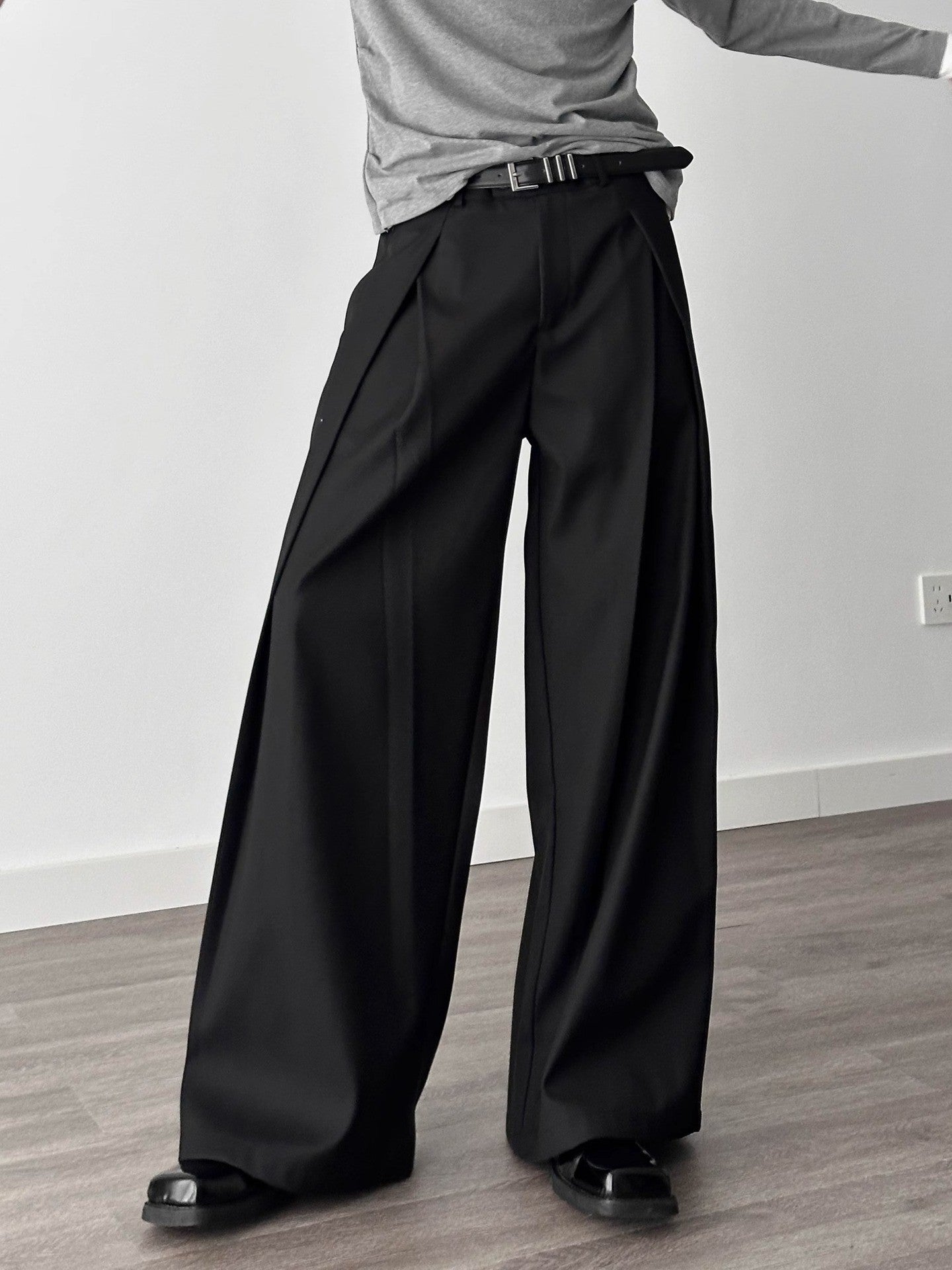 Men's Pleated Wide-Leg Casual Trousers