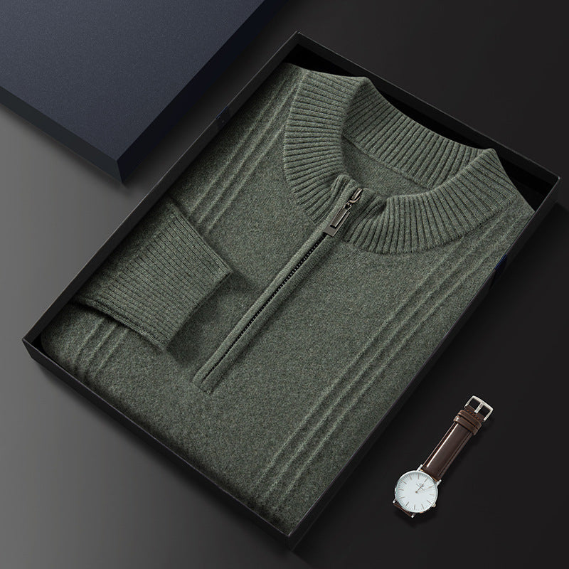 Mens Cashmere Blend Retro Zipper Knit Sweater