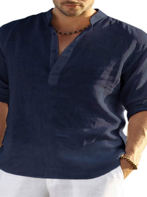 Mens Casual Cotton Linen Shirt