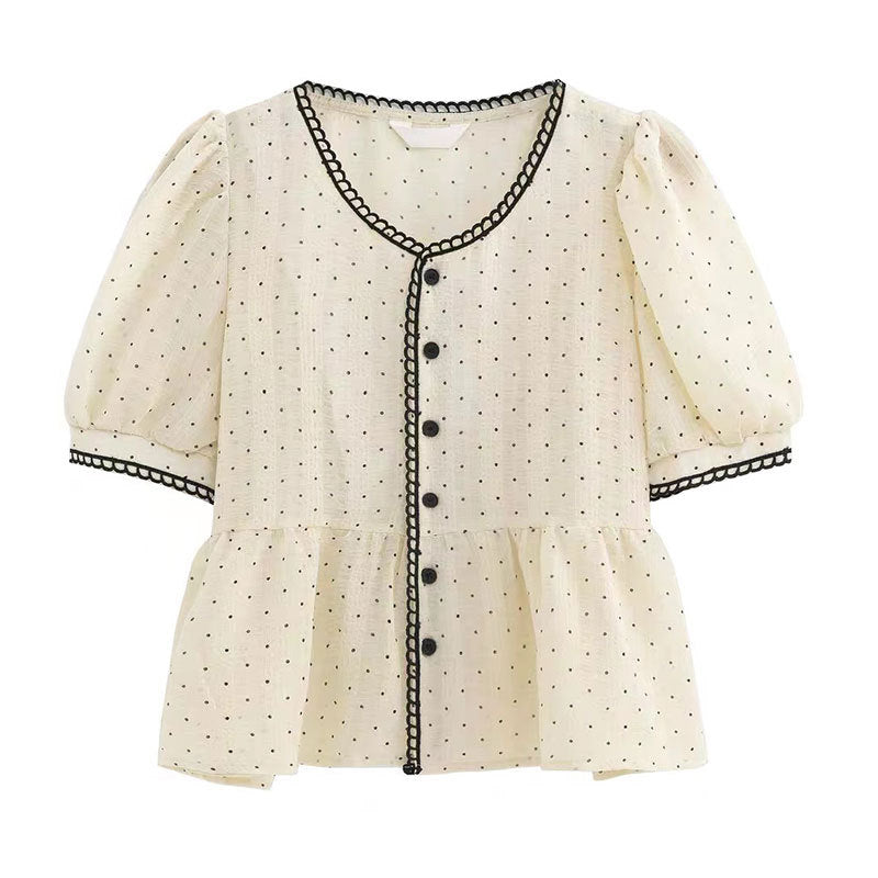 Women's Polka Dot Short Sleeve Shirt