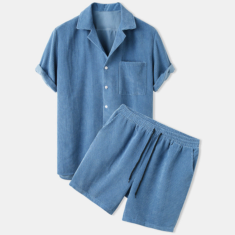 Mens Corduroy Short Sleeve Shirt and Shorts