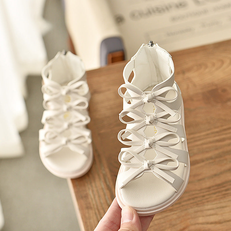 Summer girls' sandals soft leather roman shoes