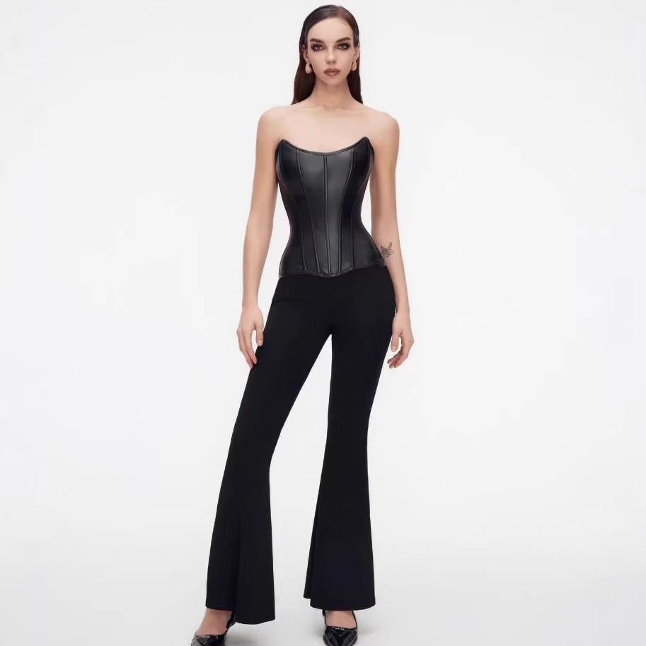 Leather Fishbone Corset Top