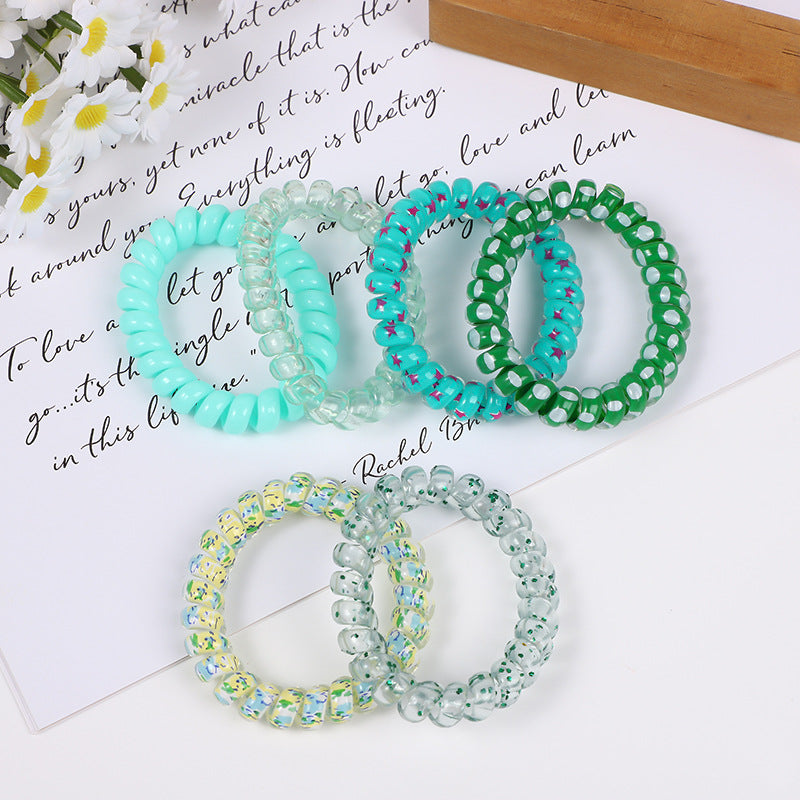 Gradient Color Telephone Line Hair Rope Girls Head Rope Rubber Band Headdress