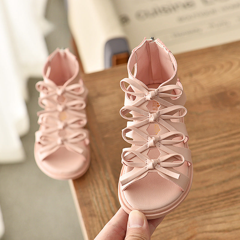 Summer girls' sandals soft leather roman shoes