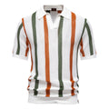 Breathable Striped Knitted Polo Shirt