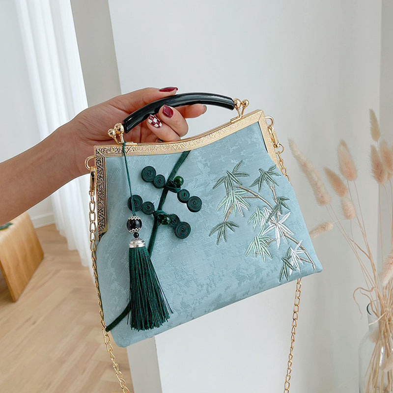 Lucky Luxurious Bamboo Embroidery Handbags Women