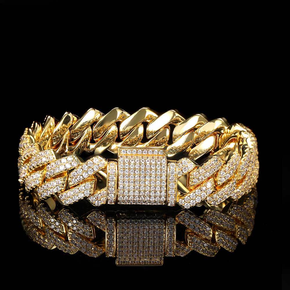 Hip-hop Diamond Cuban Chain Zircon Bracelet for Men