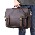 Retro Genuine Leather Briefcase for Men 17 Inch Business Handbag