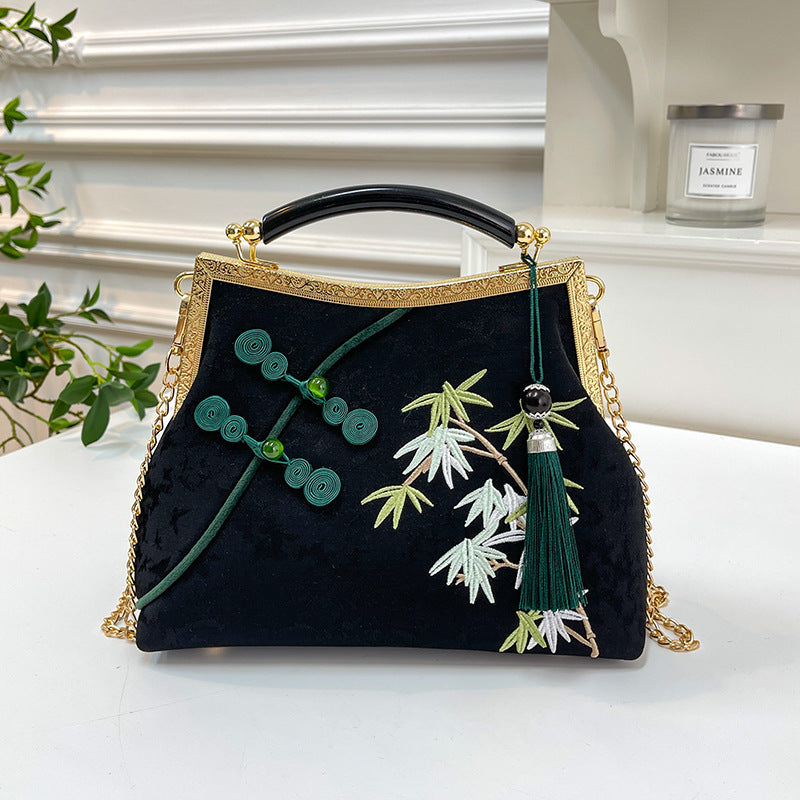 Lucky Luxurious Bamboo Embroidery Handbags Women