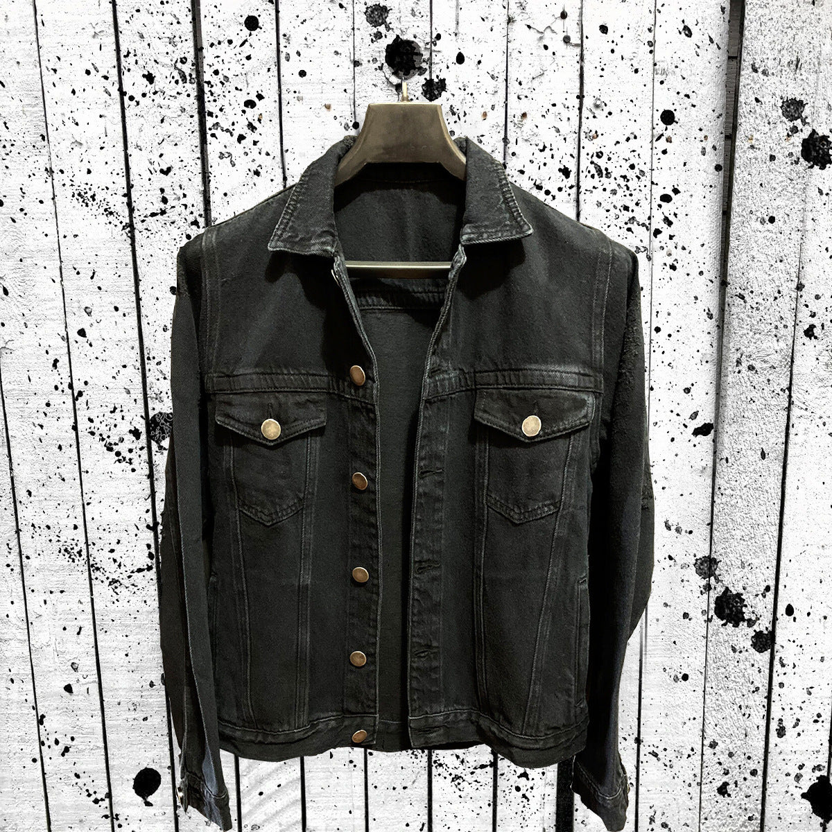 Retro Viking Print Denim Jacket for Men