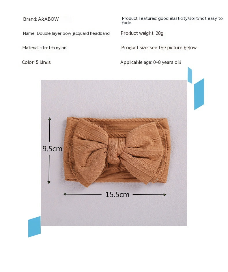Children's Hair Accessories Jacquard Nylon Hair Band Double-layer Bow