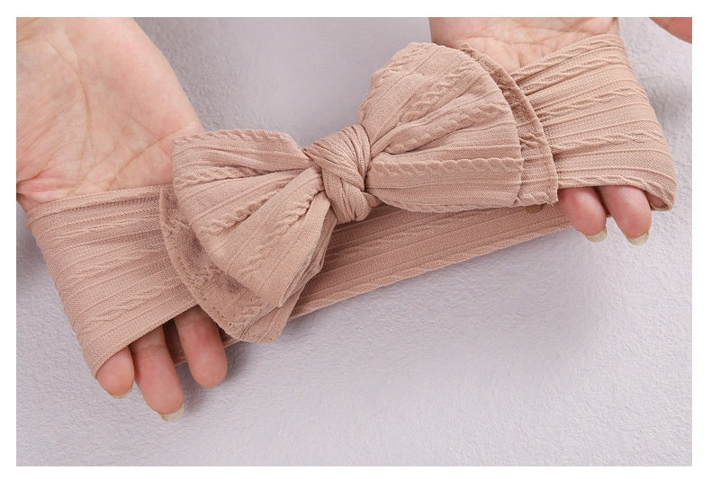 Children's Hair Accessories Jacquard Nylon Hair Band Double-layer Bow