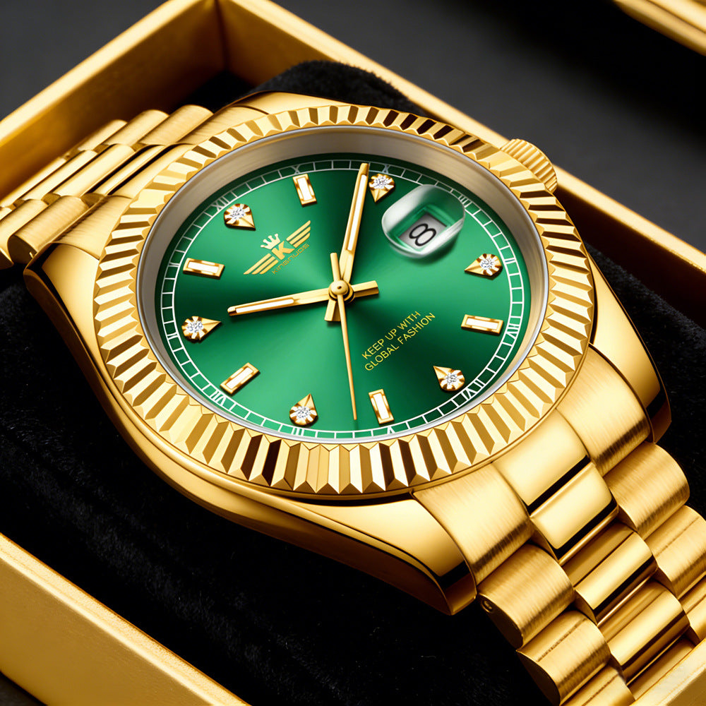 Elegant Mens Steel Band Roman Numeral Watch