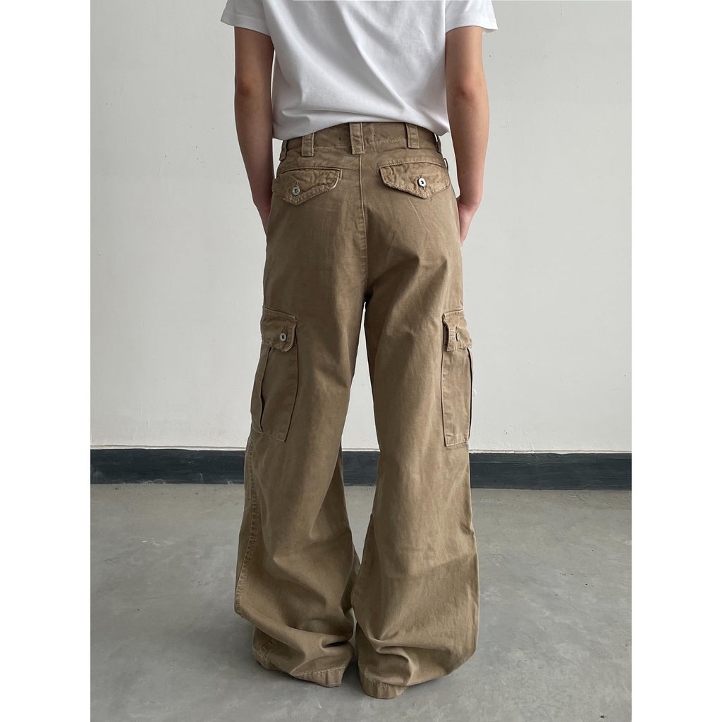 Distressed Vintage Casual Pants Loose Fit Multi-Pocket
