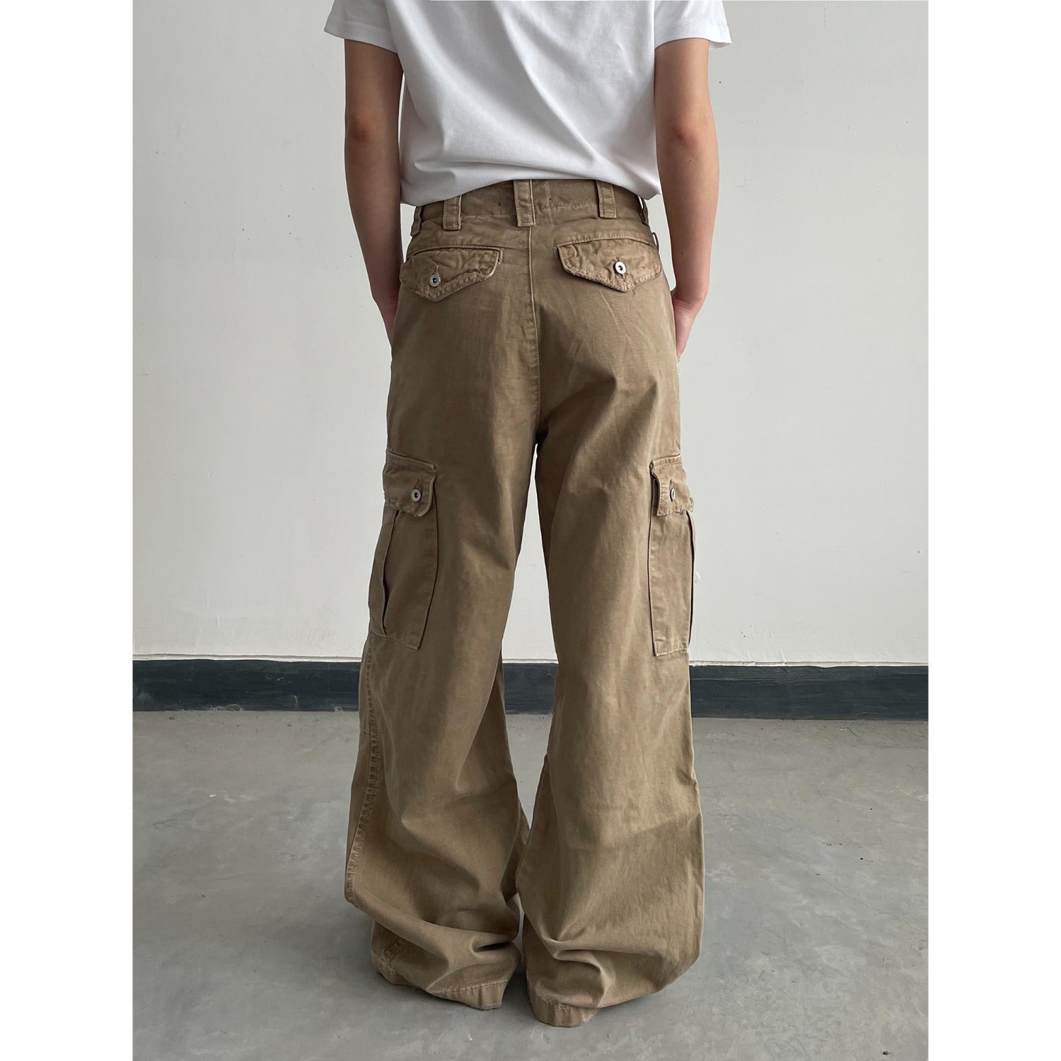 Distressed Vintage Casual Pants Loose Fit Multi-Pocket