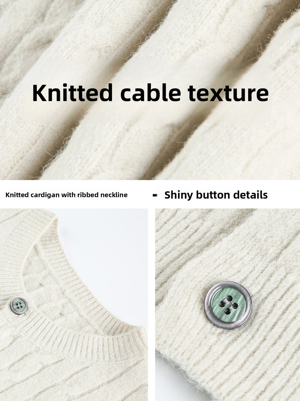 Mens Cable Knit Cardigan Sweater