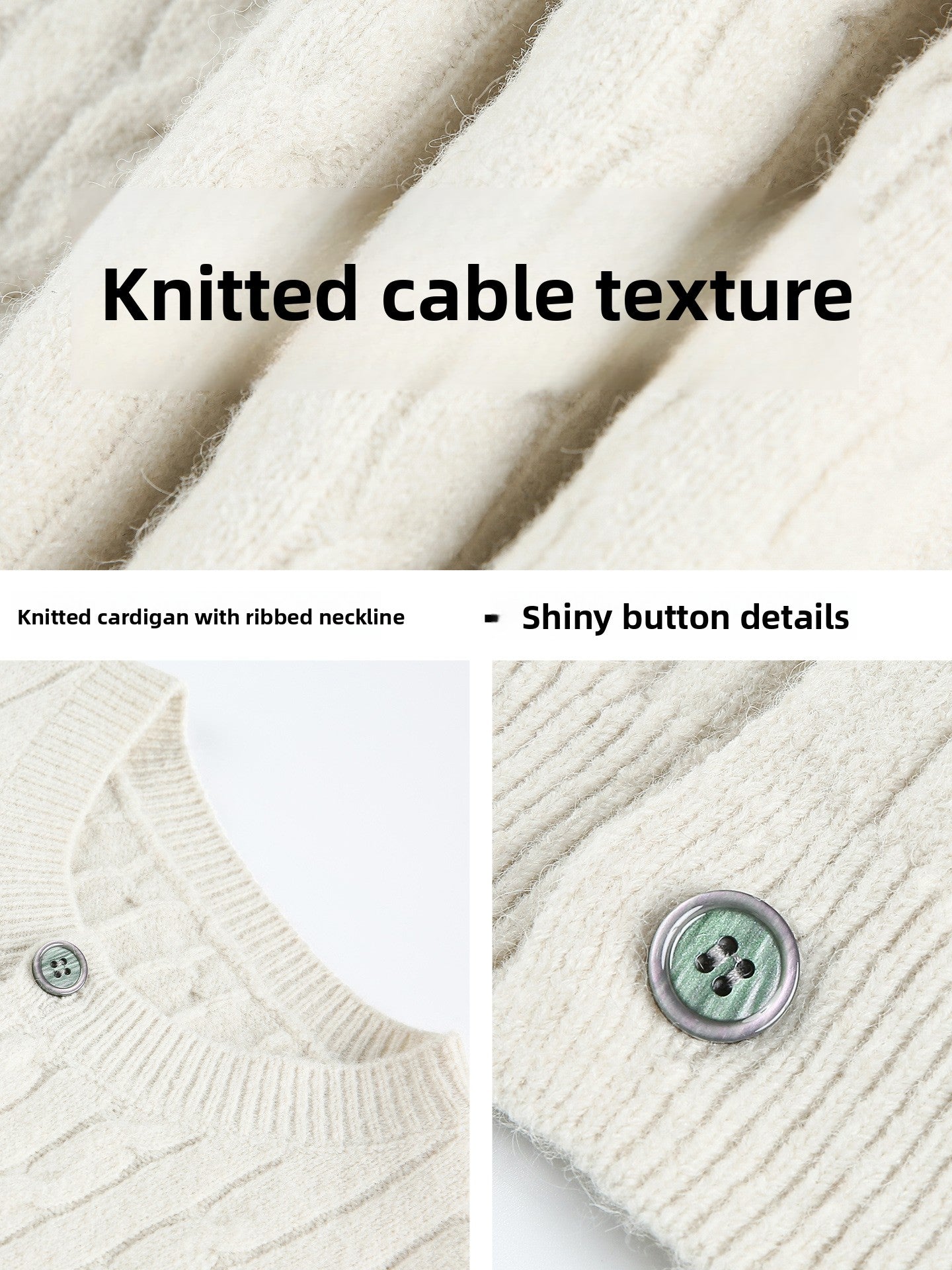 Mens Cable Knit Cardigan Sweater