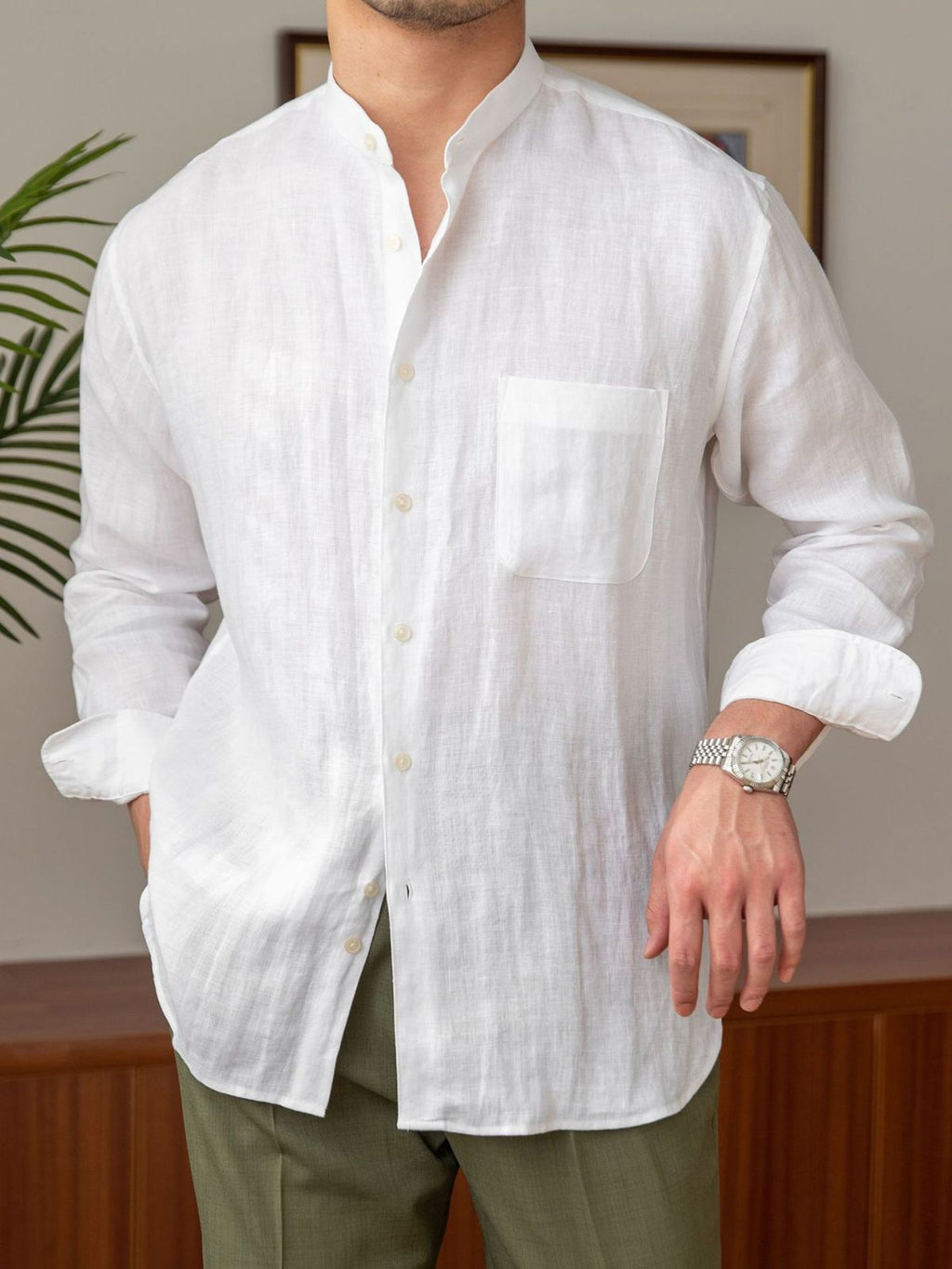Mens Casual Linen Shirt