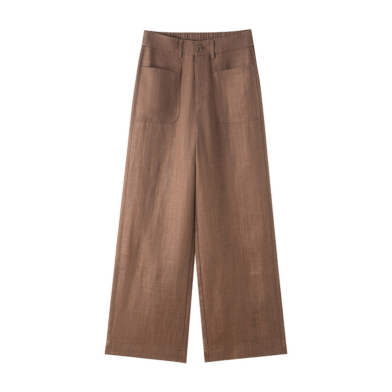 Womens Tencel Linen Wide Leg Pants