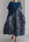 Women's Loose Round Neck Fashion Premium Short Sleeve Printed Dress