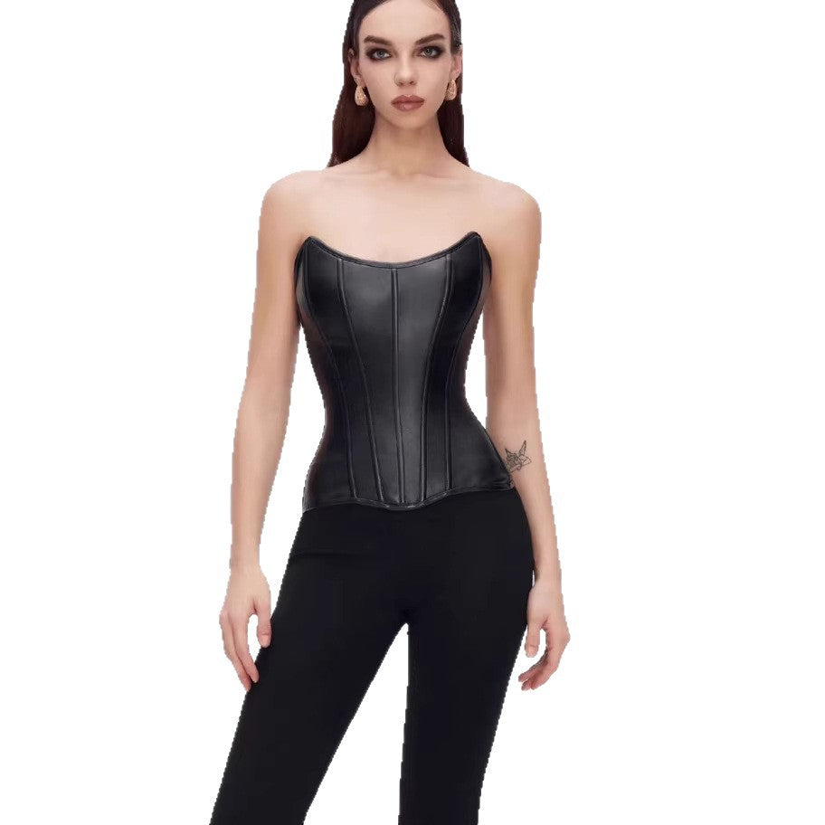 Leather Fishbone Corset Top