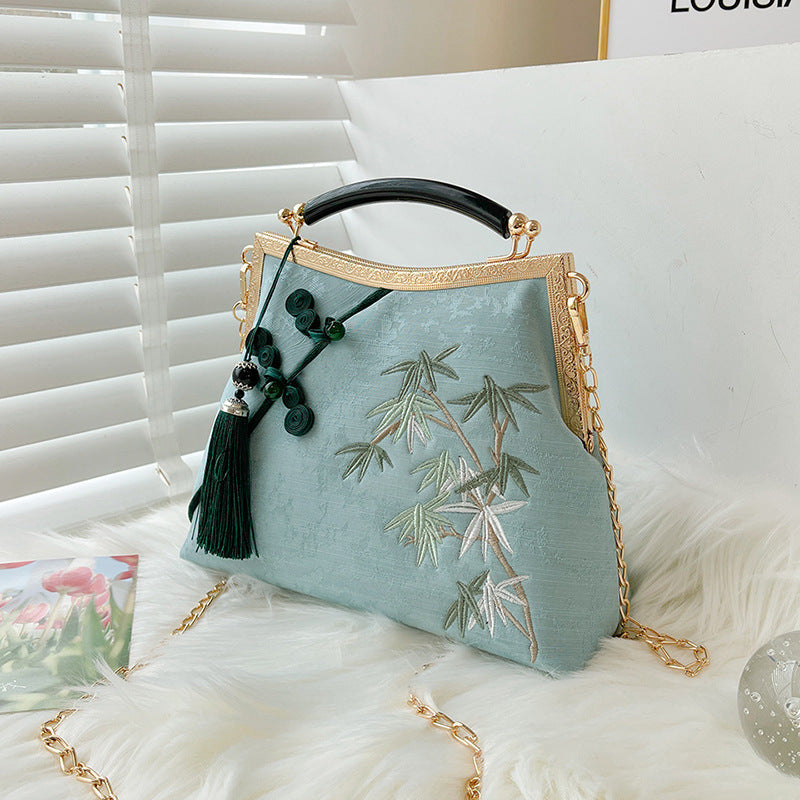Lucky Luxurious Bamboo Embroidery Handbags Women