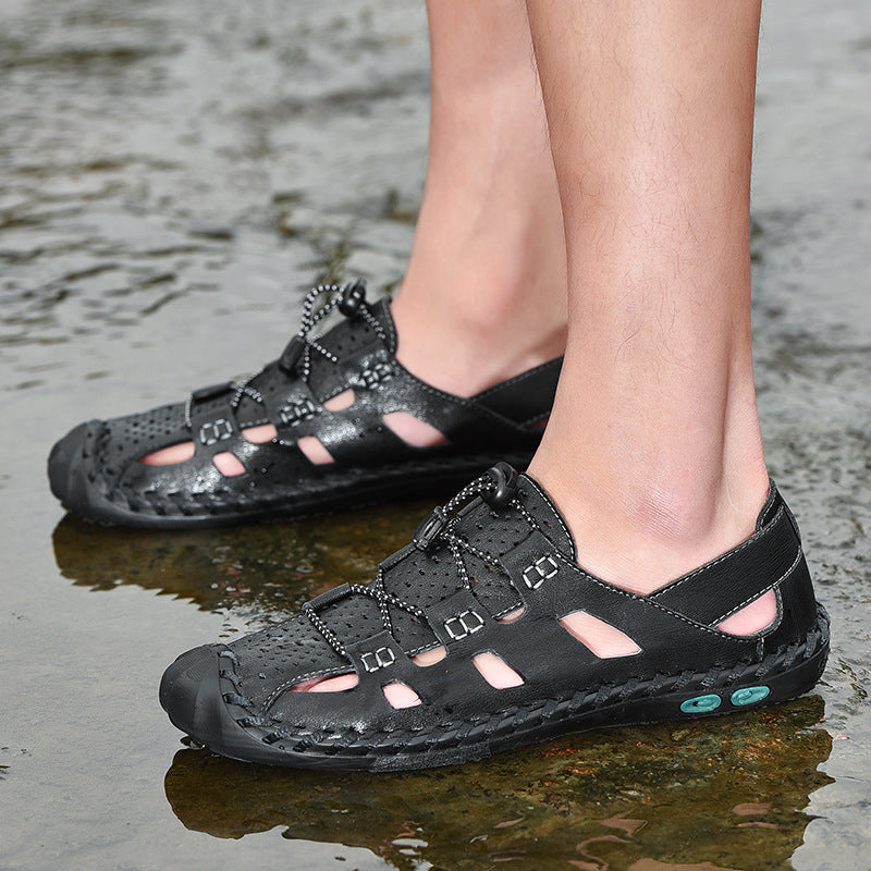 Leather breathable sandals for men