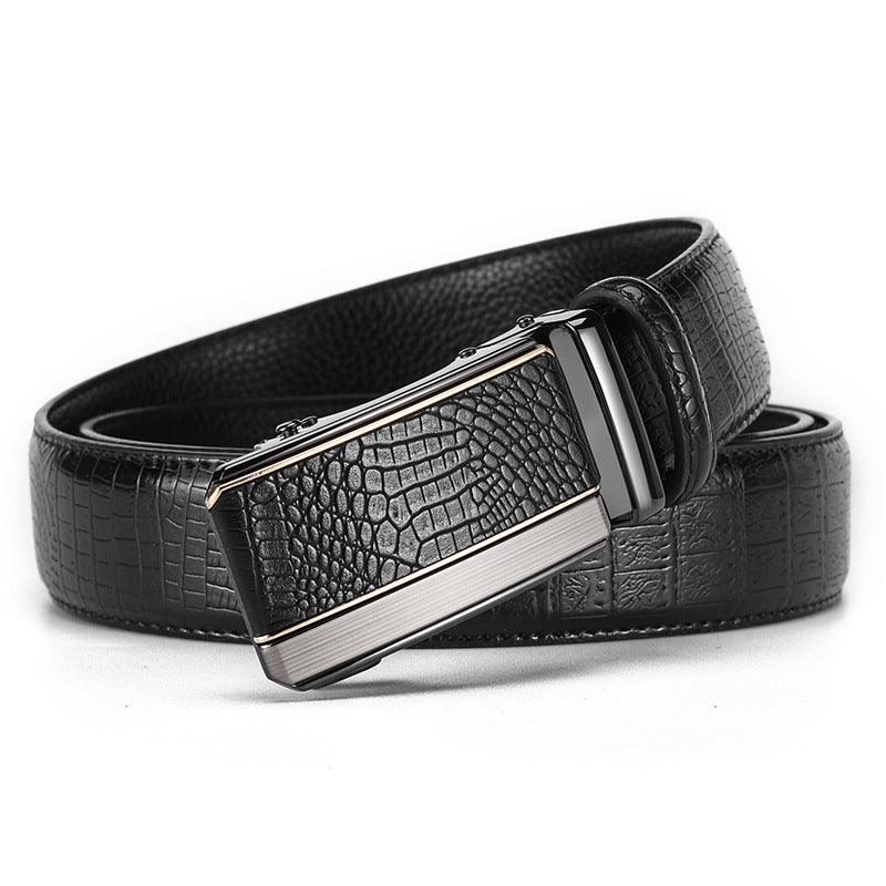 Crocodile Pattern Automatic Buckle Mens Belt