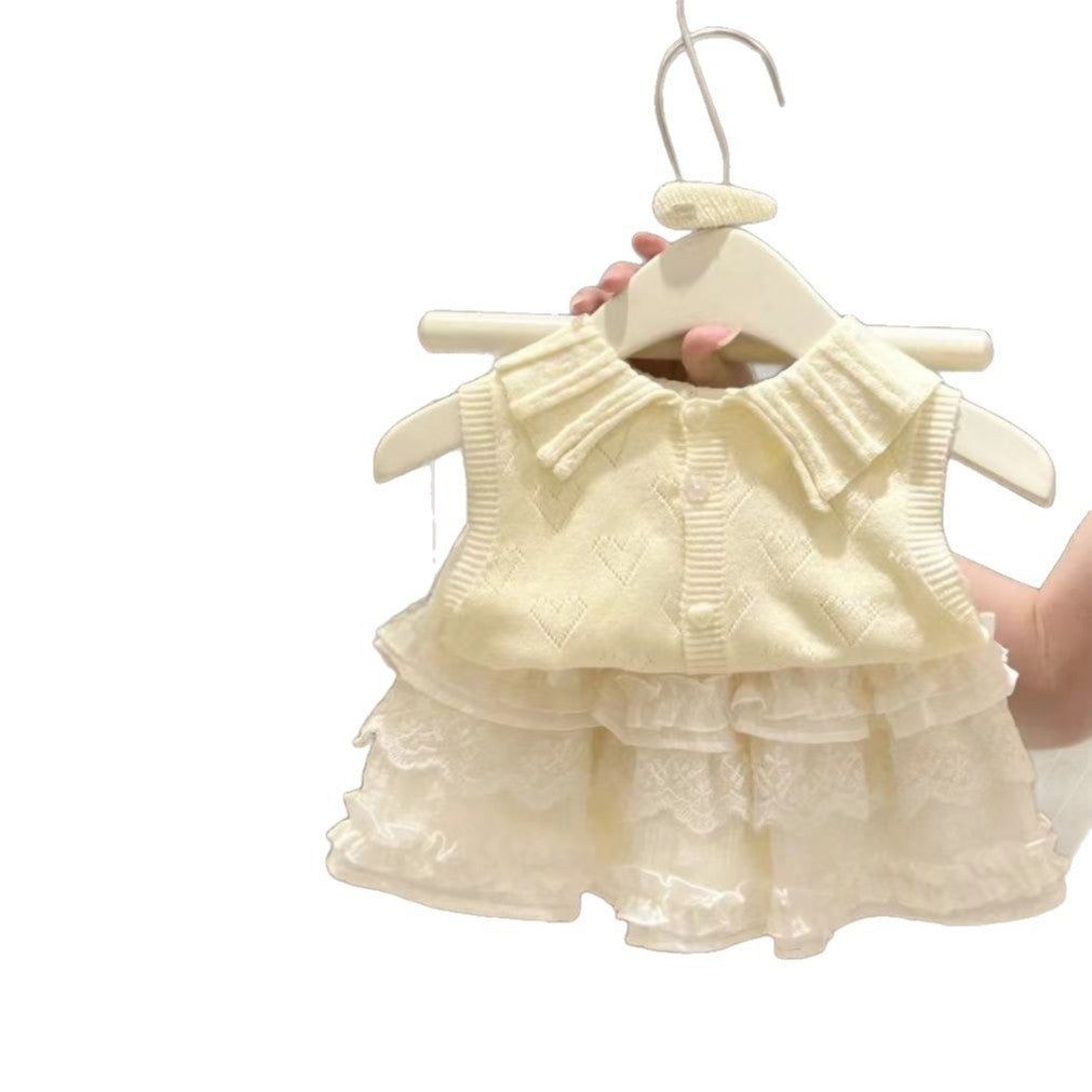 Girls Knitted Vest and Cake Skirt Set