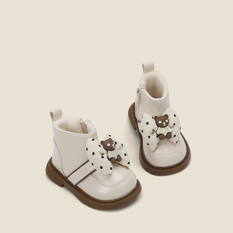 Girls' Solid Color Round Toe Small Leather Shoes For Toddlers
