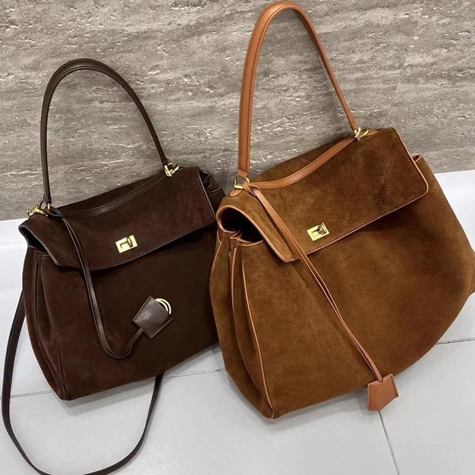 PU Leather Lock Closure Shoulder Tote Bag