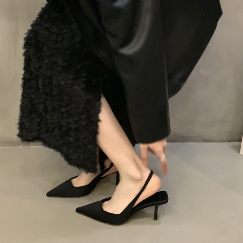 Women's Stiletto Sandals Pointed Toe Elastic Band Heels