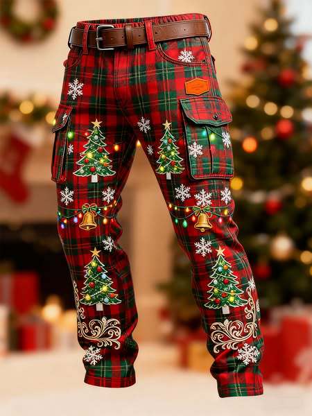Retro Cargo Pants Men Straight Leg Trousers