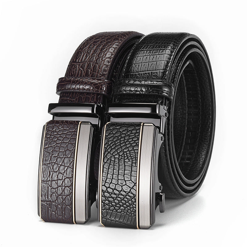 Crocodile Pattern Automatic Buckle Mens Belt