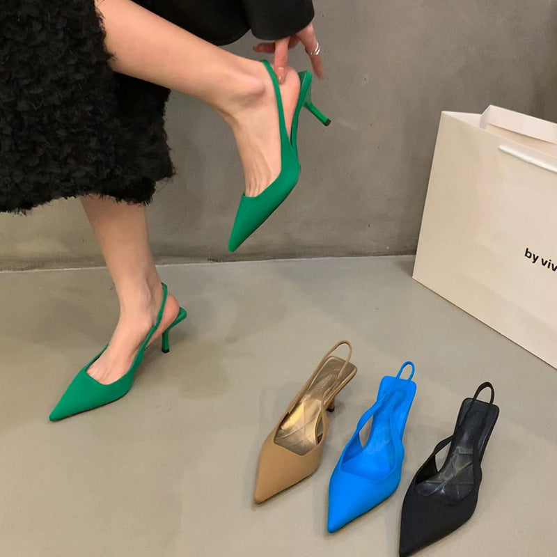 Women's Stiletto Sandals Pointed Toe Elastic Band Heels