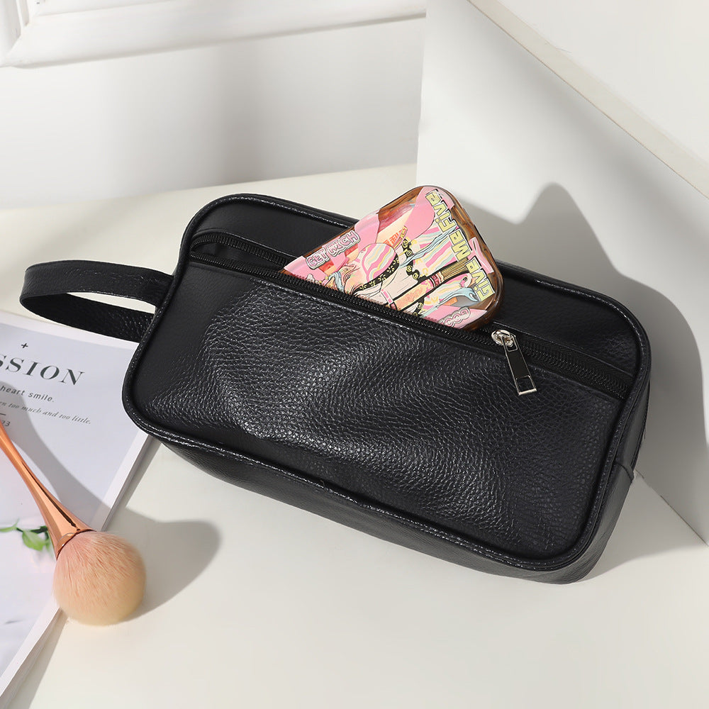 Litchi Pattern PVC Waterproof Toiletry Bag for Men